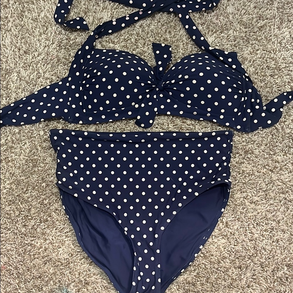 Liz Claiborne Navy Polka Dot Bikini